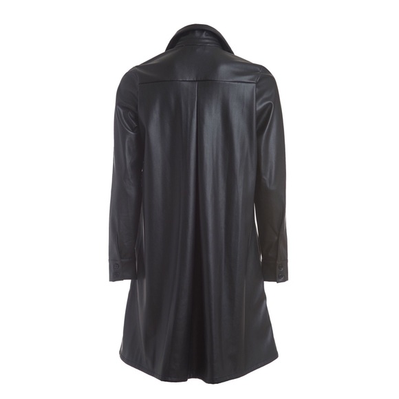 NWT DUETTE NYC Vegan Leather Long Shirt - The Lafayette - Picture 5 of 11